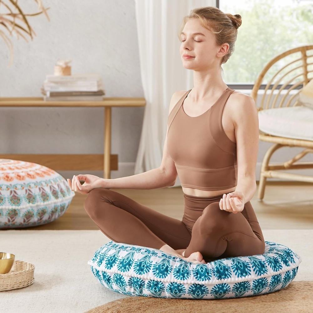 Mandala Meditation Floor Cushion - Blue
